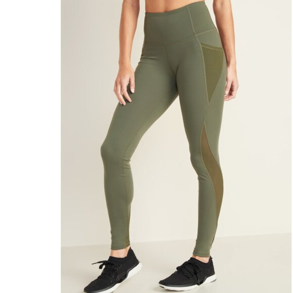 Old Navy High-Rise Mesh-Trim 7/8-Length Elevate Compression Leggings for Women - Picture 1 of 8
